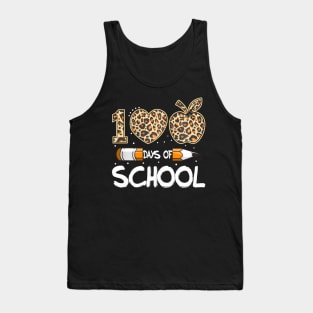 100 Days Of School Leopard Teacher Kids 100Th Day Of School Tank Top